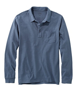 Men's Lakewashed Organic Cotton Polo with Pocket, Long-Sleeve