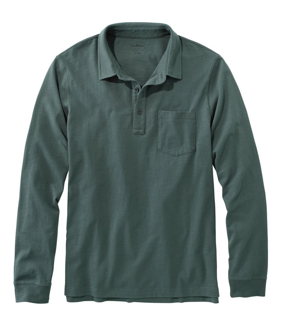 Men's Lakewashed Cotton Polo with Pocket, Long-Sleeve | Shirts at L.L.Bean