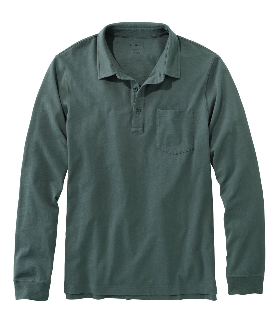 Men's Lakewashed® Organic Cotton Polo with Pocket, Long-Sleeve at