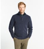 Men's Washable Lambswool Sweater, Button Mock