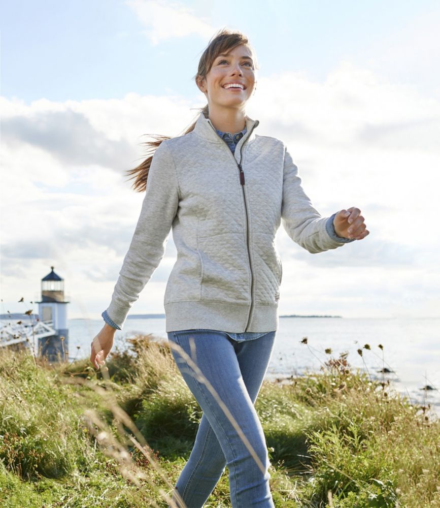 Women's Quilted Full-Zip Sweatshirt, Lemon, small image number 6