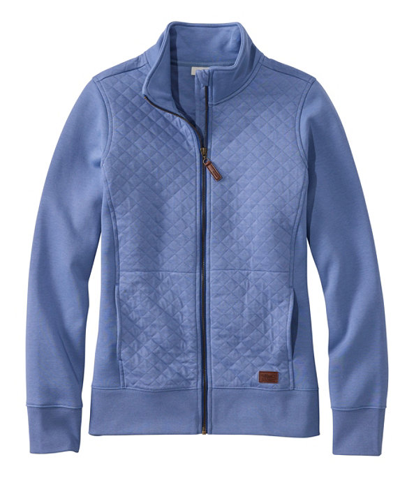 Women's Quilted Sweatshirt Full-Zip Jacket, Deep Lake, large image number 0