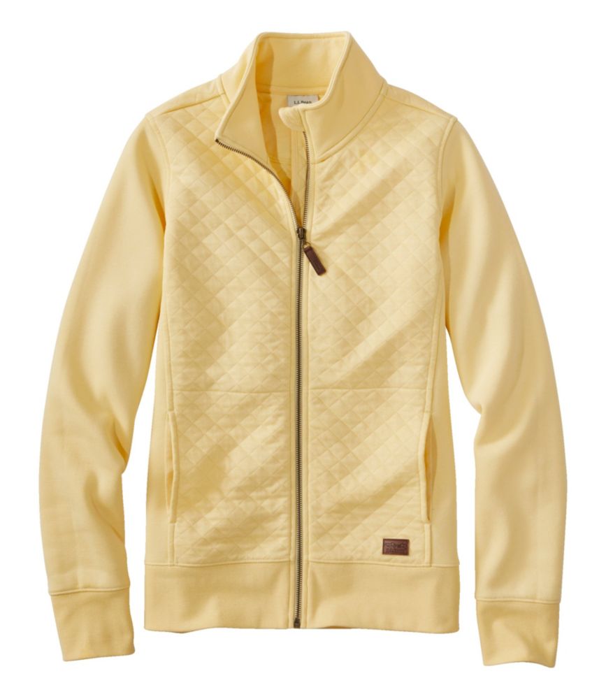 Women's Quilted Full-Zip Sweatshirt, Lemon, small image number 1