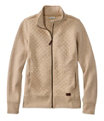 Women's Quilted Sweatshirt Full-Zip Jacket, Khaki Heather, small image number 0
