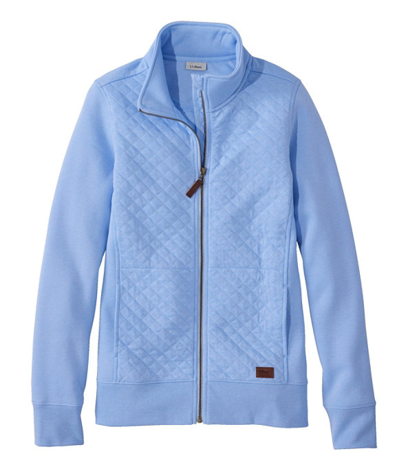 Women's Quilted Sweatshirt Full-Zip Jacket, Seaboard Blue, large image number 0