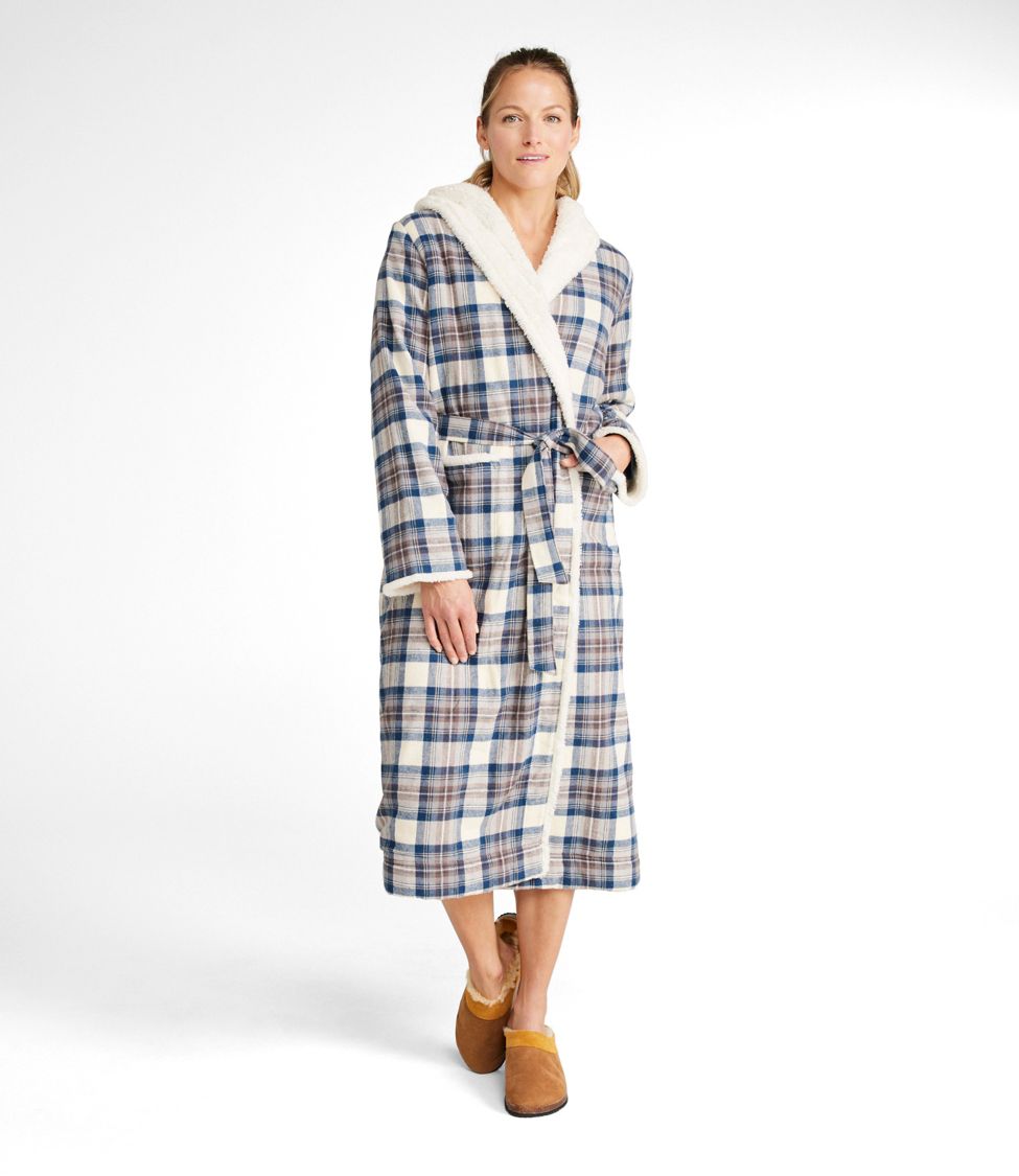 Plaid Flannel Sherpa Lined Robe, Women's ACCESSORIES