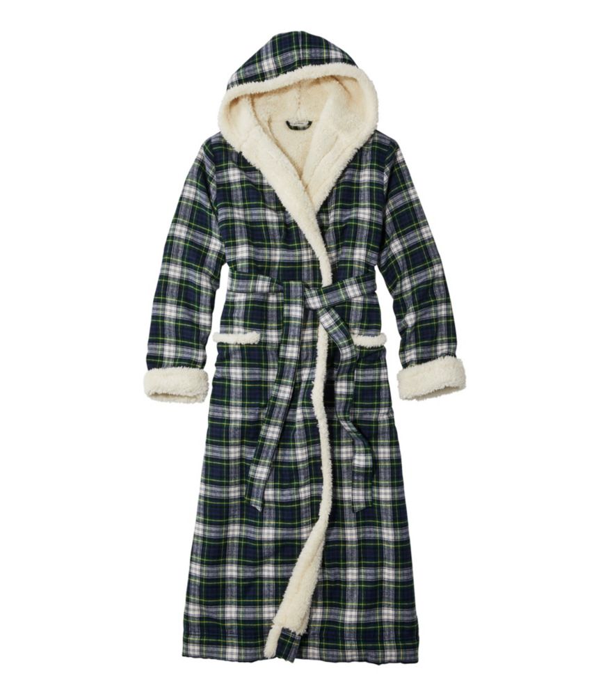 Women's Scotch Plaid Flannel Robe, Sherpa-Lined Long, Dress Gordon, small image number 1