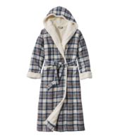 Women's Scotch Plaid Flannel Robe, Sherpa-Lined Long