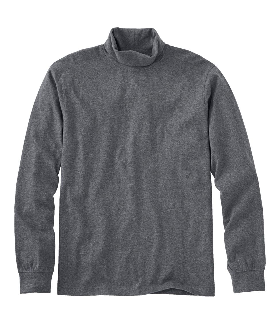 Pima Mock Turtleneck, Charcoal Heather