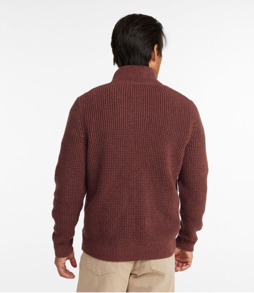 Men's Organic Cotton Waffle Sweater, Quarter Zip, Dark Pine, small image number 3