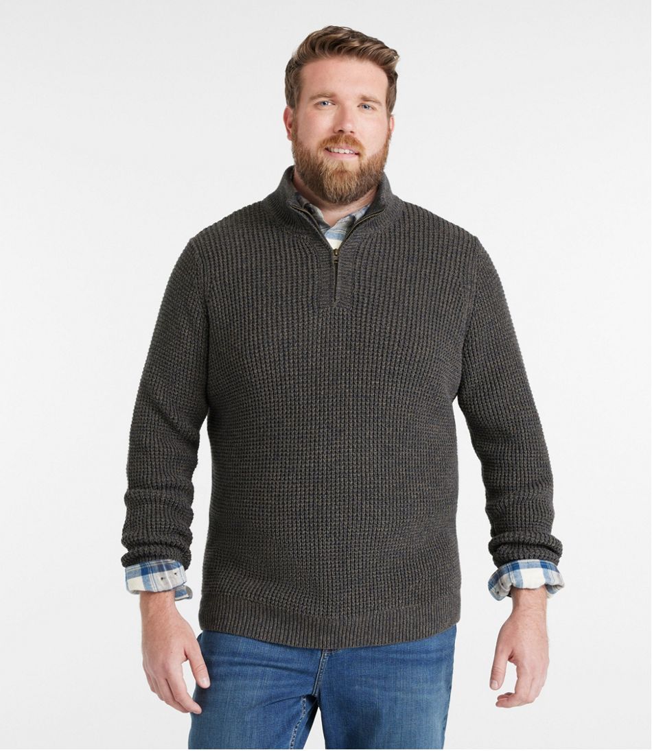 Men's Organic Cotton Waffle Sweater, Quarter Zip