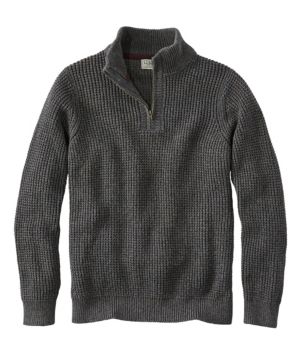 Men's Organic Cotton Waffle Sweater, Quarter Zip