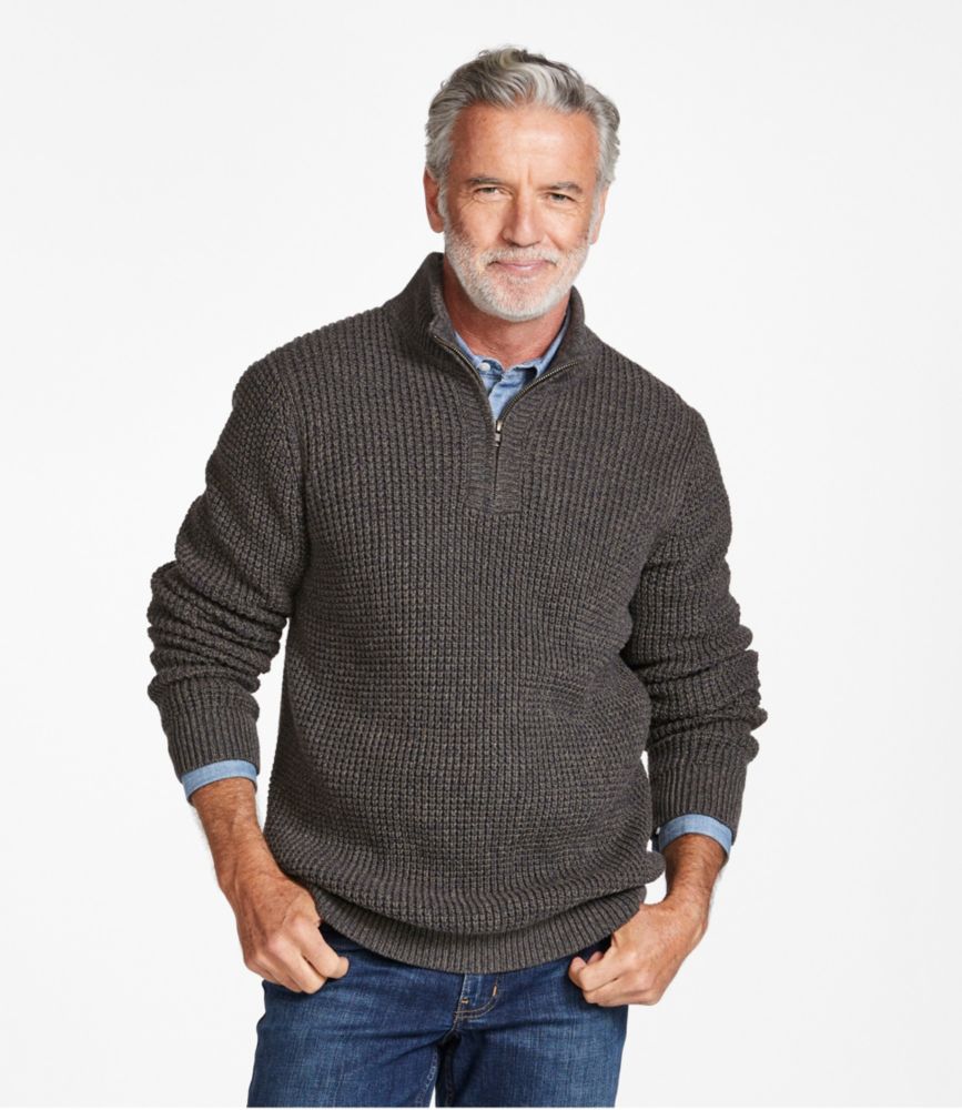 Men's Organic Cotton Waffle Sweater, Quarter Zip | Sweaters at L.L.Bean