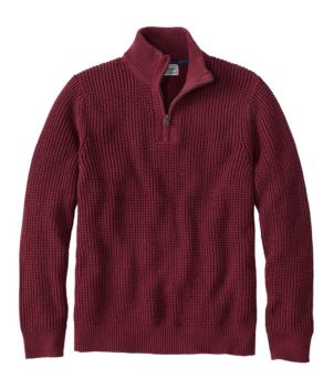 Men's Organic Cotton Waffle Sweater, Quarter Zip