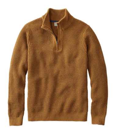 Men's Organic Cotton Waffle Sweater, Quarter Zip