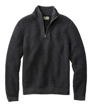 Men's Organic Cotton Waffle Sweater, Quarter Zip