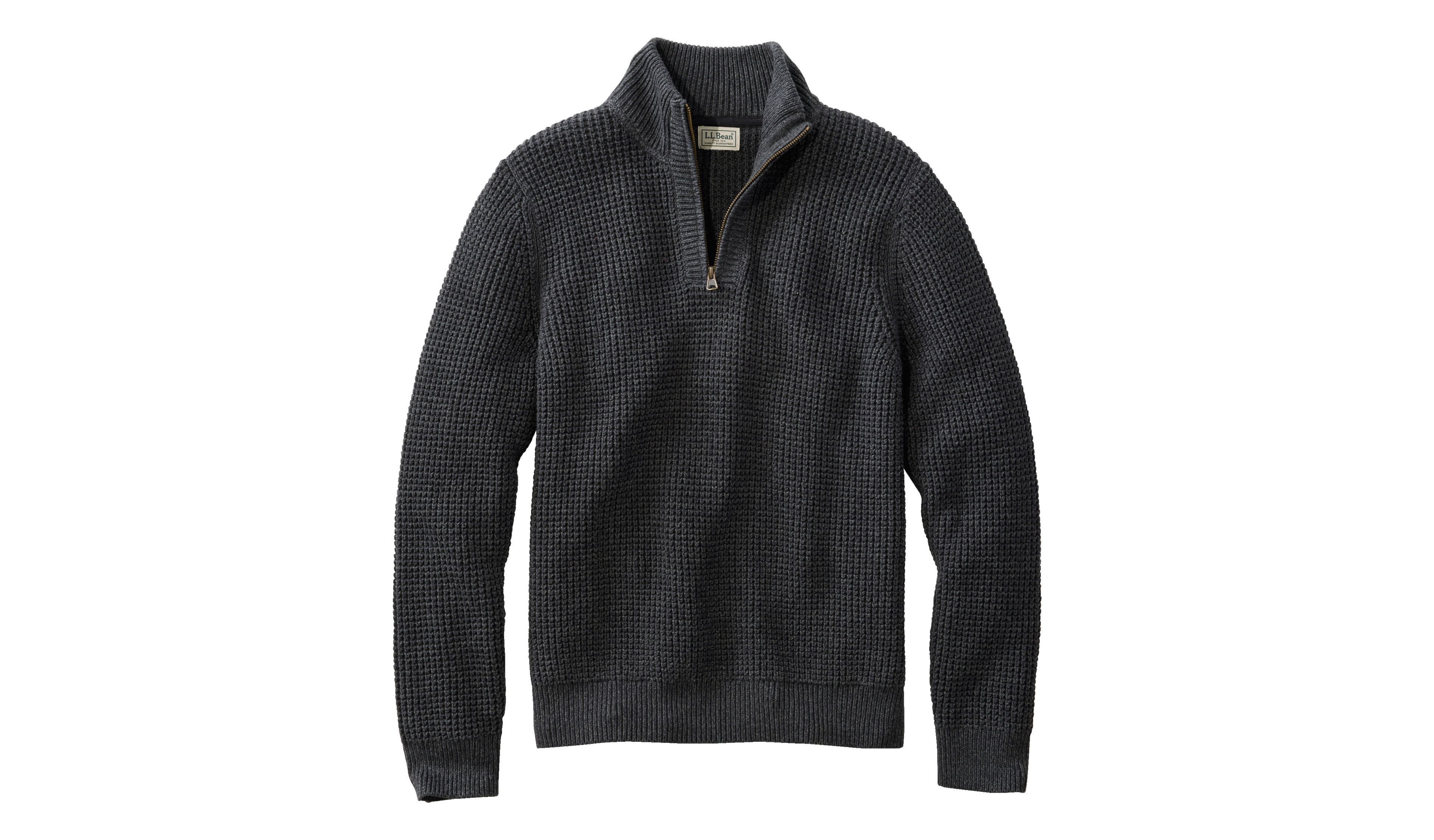 Men's Organic Cotton Waffle Sweater, Quarter Zip