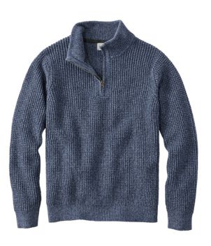 Men's Organic Cotton Waffle Sweater, Quarter Zip