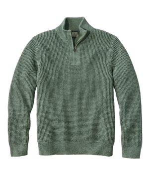 Men's Organic Cotton Waffle Sweater, Quarter Zip
