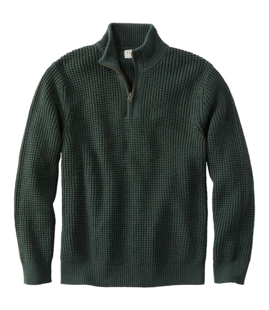 Men's Organic Cotton Waffle Sweater, Quarter Zip