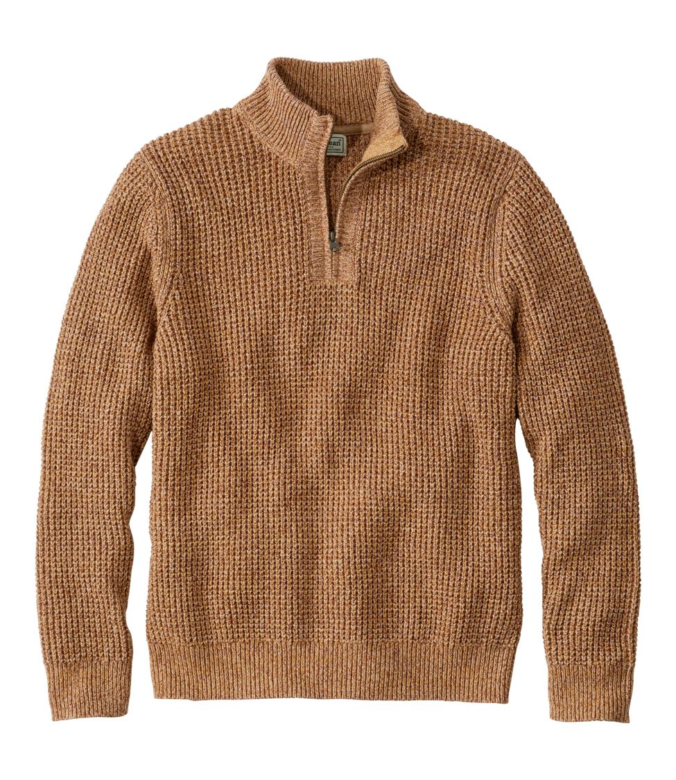 Men's Organic Cotton Waffle Sweater, Quarter Zip at L.L. Bean