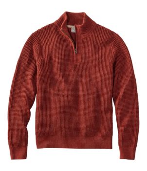 Men's Organic Cotton Waffle Sweater, Quarter Zip