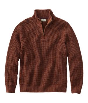 Men's Organic Cotton Waffle Sweater, Quarter Zip