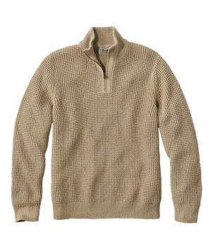 Men's Organic Cotton Waffle Sweater, Quarter Zip