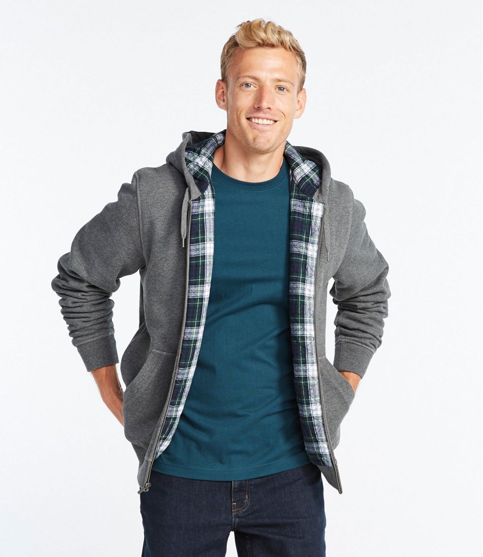 Hoodies for Men Zip Up Fleece Lined Cotton Plaid Athletic Sports Hooded Sweatshirts
