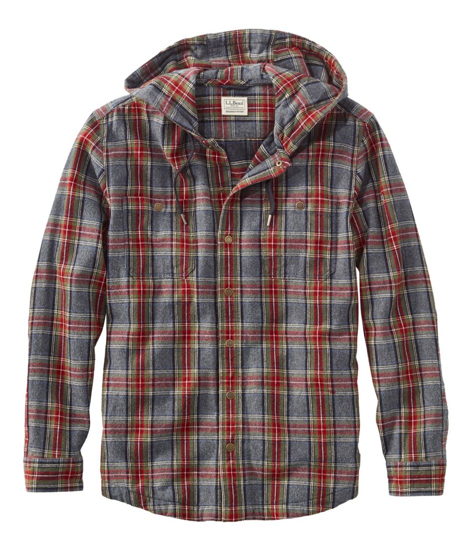Men s Scotch Plaid Flannel Hooded Shirt Slightly Fitted Men s Scotch Plaid Flannel Hooded Shirt Slightly Fitted