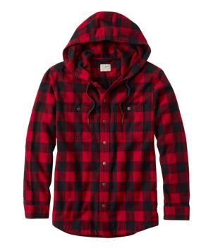 Men's Scotch Plaid Flannel Hooded Shirt, Slightly Fitted