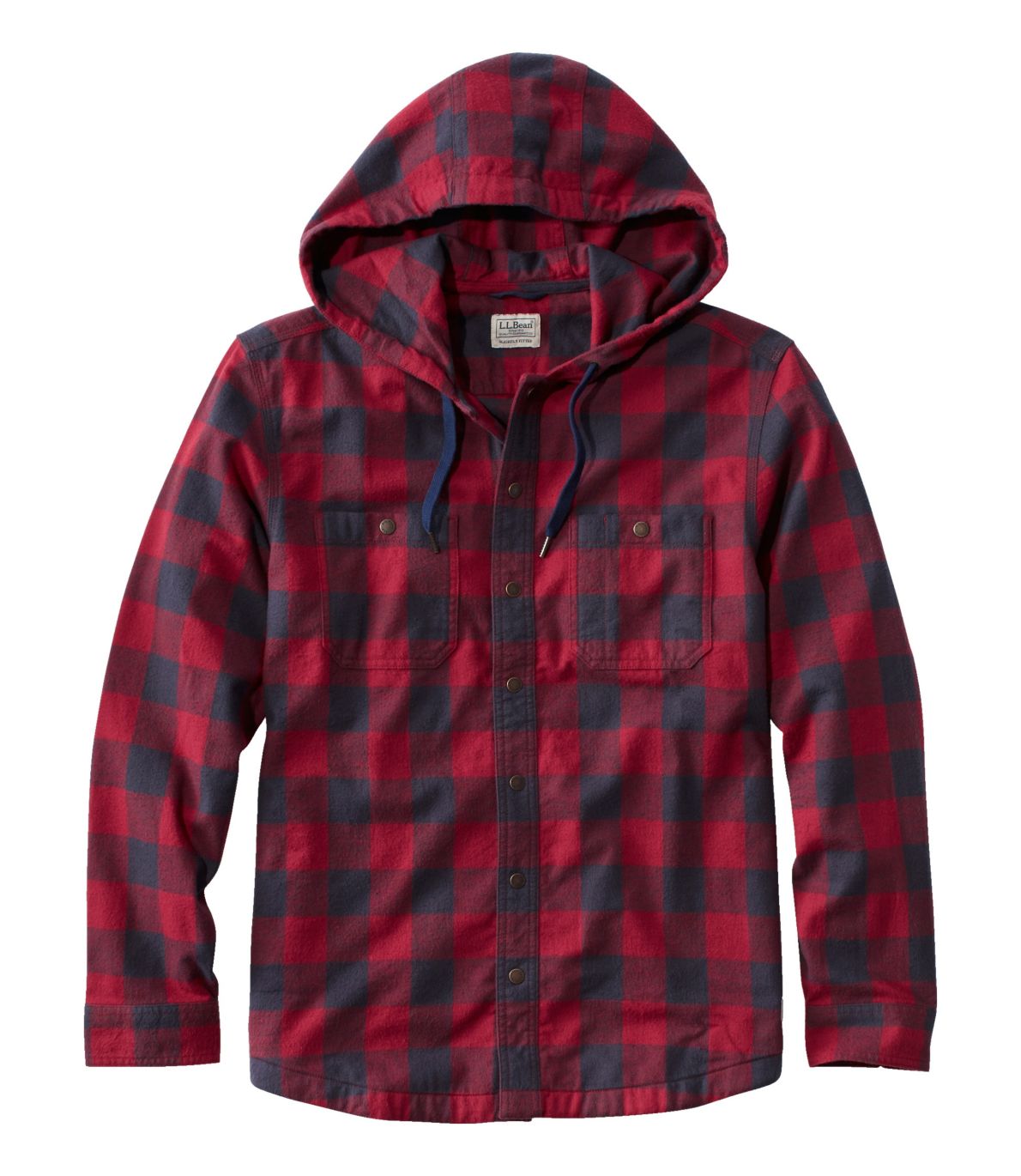 Men's Scotch Plaid Flannel Hooded Shirt, Slightly Fitted