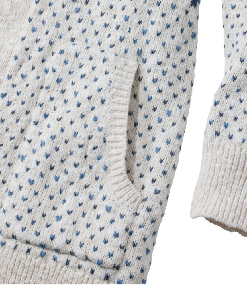 Women's Cotton Ragg Sweater, Open Cardigan Fair Isle, Neutral Fair Isle, small image number 4
