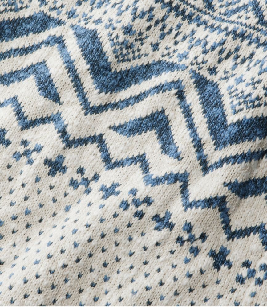 Women's Cotton Ragg Sweater, Open Cardigan Fair Isle, Neutral Fair Isle, small image number 5