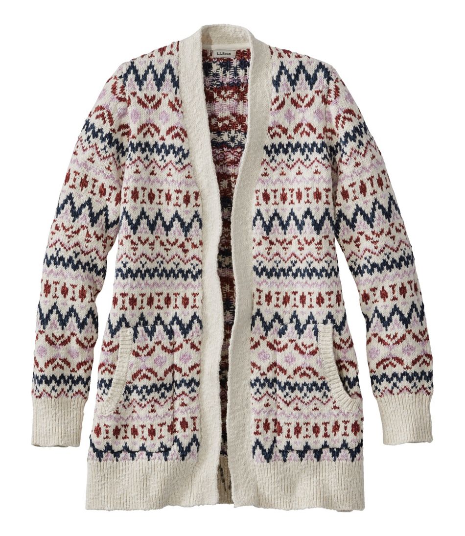 Women's Cotton Ragg Sweater, Open Cardigan Fair Isle | Sweaters at L.L.Bean