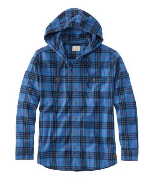 Men's Scotch Plaid Flannel Hooded Shirt, Slightly Fitted