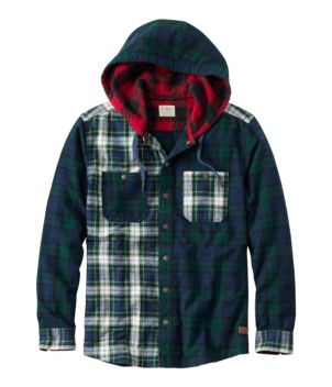 Men's Scotch Plaid Flannel Hooded Shirt, Slightly Fitted