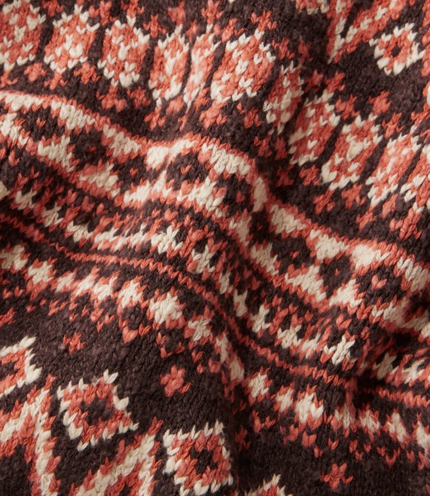 Women's Cotton Ragg Sweater, Open Cardigan Fair Isle