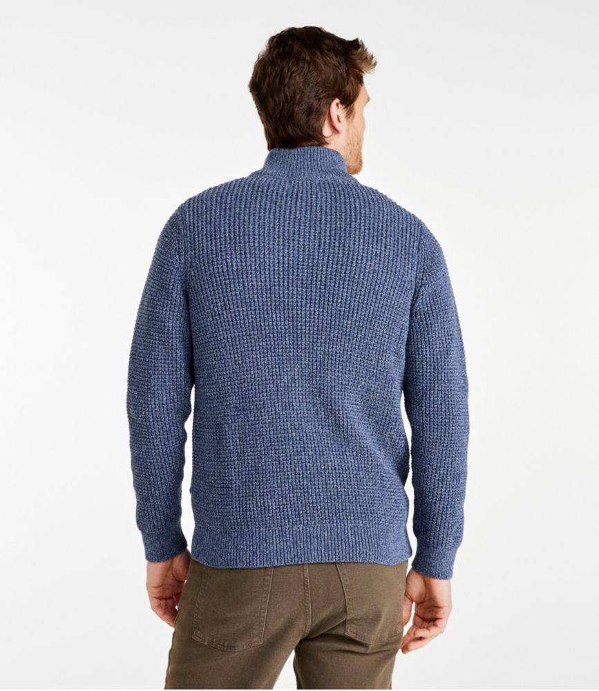 Men's Organic Cotton Waffle Sweater, Full Zip, Faded Black, small image number 3