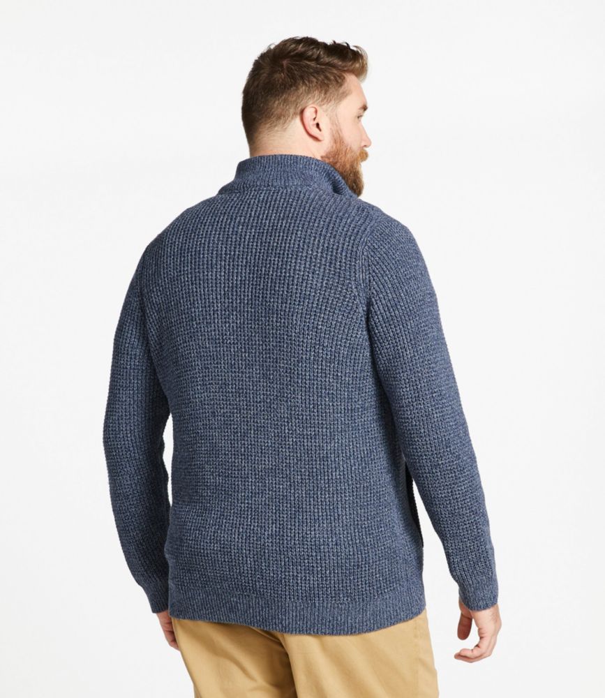 Men's Organic Cotton Waffle Sweater, Full Zip, Faded Black, small image number 5