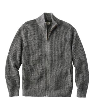 Men's Organic Cotton Waffle Sweater, Full Zip