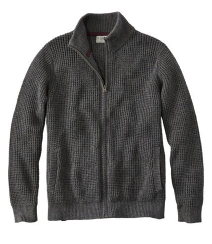 Men's Organic Cotton Waffle Sweater, Full Zip | Sweaters at L.L.Bean