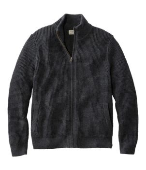 Men's Organic Cotton Waffle Sweater, Full Zip