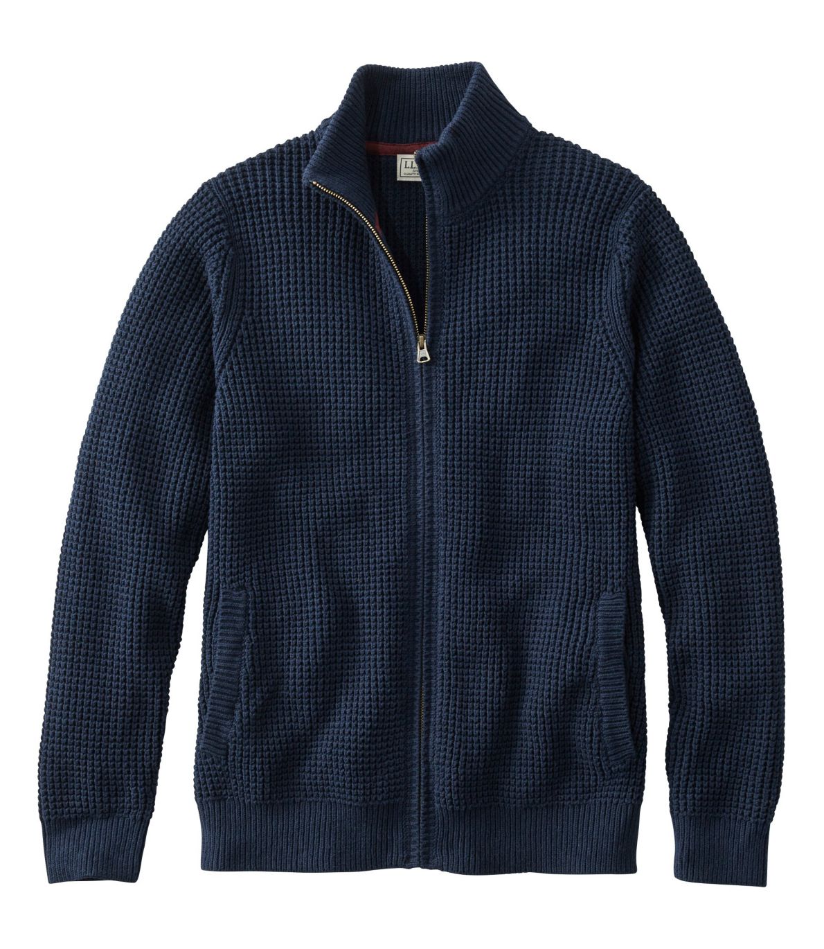 Men's Organic Cotton Waffle Sweater, Full Zip