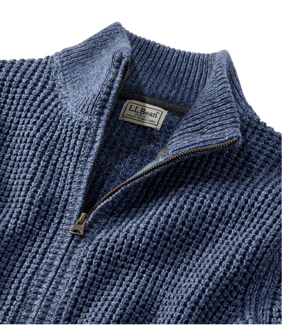 Men's Organic Cotton Waffle Sweater, Full Zip | Sweaters at L.L.Bean