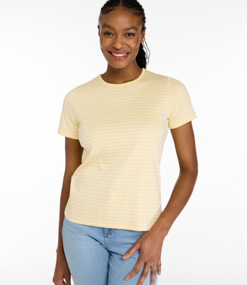 Women's Pima Cotton Tee, Short-Sleeve Crewneck Stripe