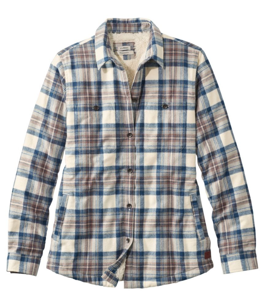 Women's Scotch Plaid Shirt, Sherpa-Lined, Indigo Tartan, small image number 1