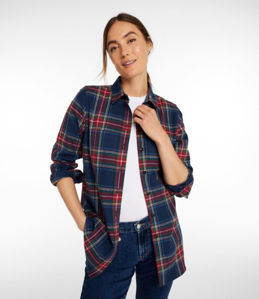 Women's Scotch Plaid Flannel Shirt, Tunic Soft, thick shirt