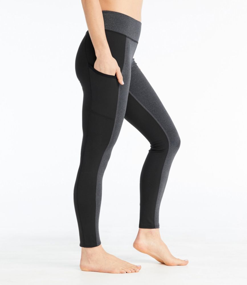 Women's Boundless Performance Pocket Tights, Mid-Rise Colorblock, Charcoal Heather/Classic Black, small image number 4