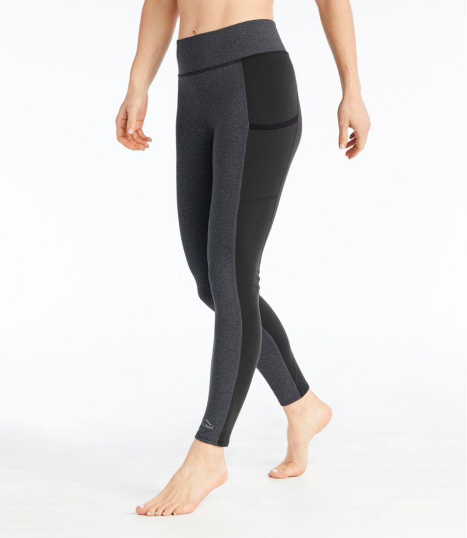 Athleta Women's S Powerlift Tight Fleece Lined Leggings Black Gray Zipper  Pocket